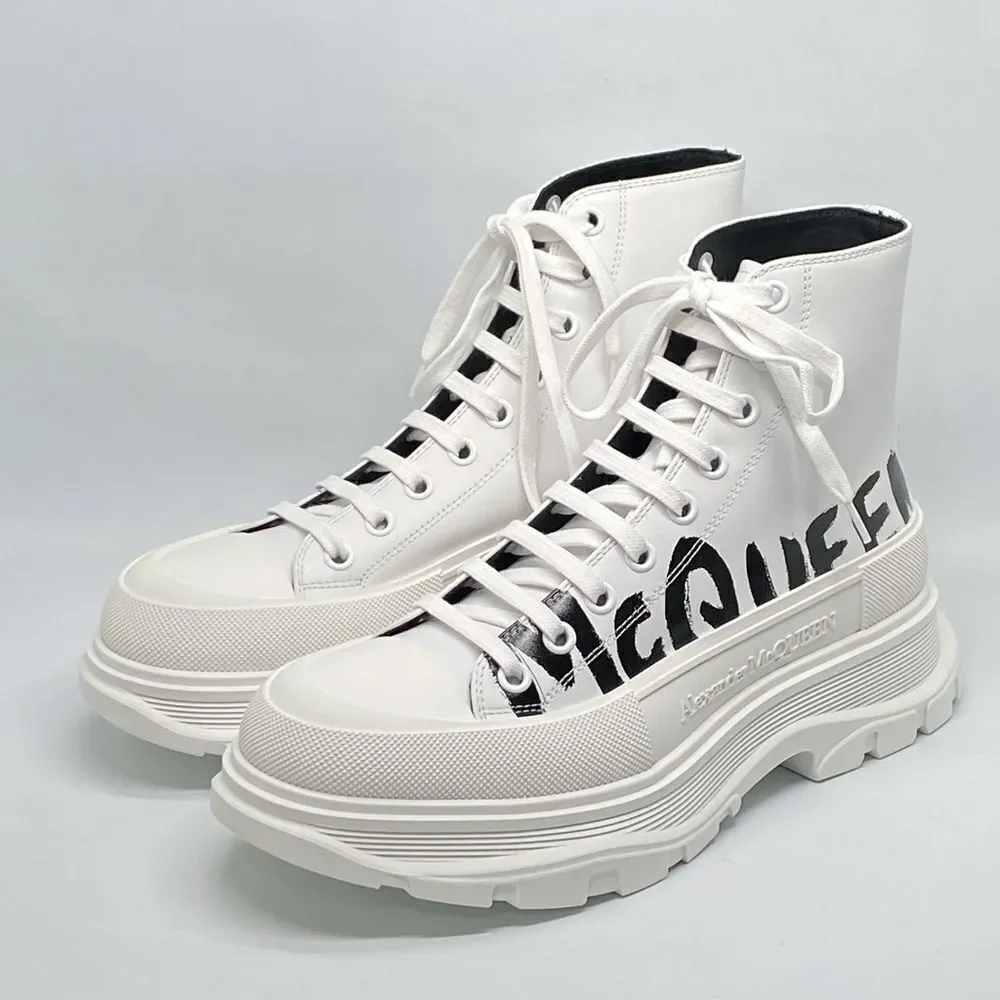 Alexander McQueen Men's Tread Slick Platform Leather Booties size 42/us size 9